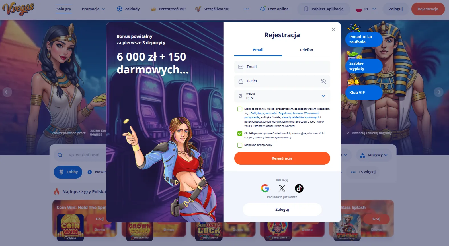 Vulkan Vegas logowanie w aplikacji mobilnej na Android i iOS